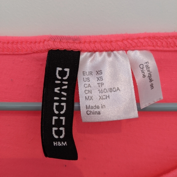 H&m Celfie crop t-shirt, size XS, bright pink - Picture 4 of 4